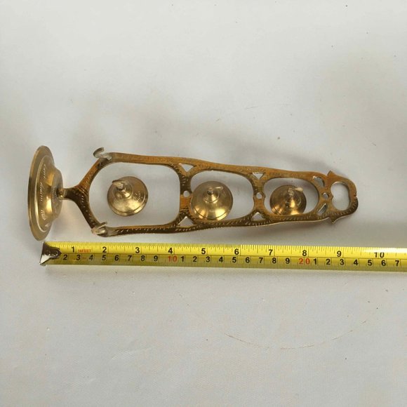 Vintage Brass 3-bell tree with a wooden mallet - Picture 4 of 4